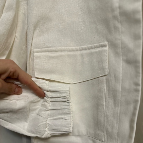 Zara White linen oversized bomber jacket size SMALL - Picture 11 of 14